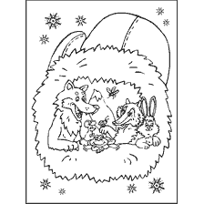 pagina da colorare: Immagine colorante di animali riuniti in un mitten