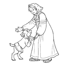 pagina da colorare: Alenushka con una capra in un racconto popolare