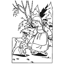 pagina da colorare: Ragazza con una capra in natura