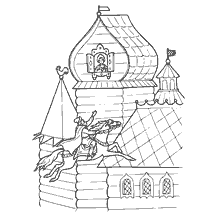 pagina da colorare: Scena dal racconto popolare russo Sivka-Burka raffigurante un eroe su un cavallo