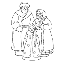 pagina da colorare: Colorare la Vergine di Neve con i nonni di racconti popolari russi.