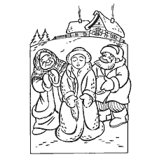 pagina da colorare: Coloring Girl Snow Maiden circondato da nonni