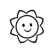 página para colorear: Sol con una sonrisa para los niños