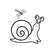 página para colorear: Caracol y mariposa
