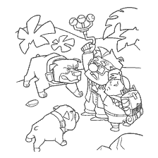 coloring page: Coloring with cartoon characters Up! and dogs