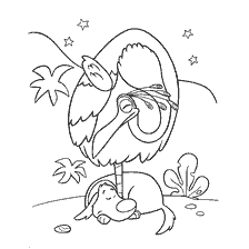 coloring page: Coloring with a bird and a dog from the cartoon Up!