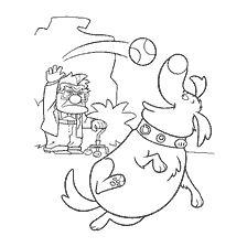 coloring page: Doug plays with the ball, and the old man watches