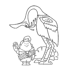 coloring page: Russell with chocolate and a crane from the cartoon Up!