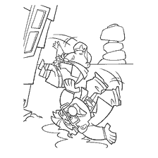 coloring page: Children from the animated film Up! fall to the ground during an emergency landing.