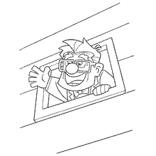 coloring page: Carl said hello through the window in the Up coloring book!