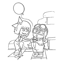 coloring page: A drawing of a boy and a girl from the cartoon Up! (Up!)