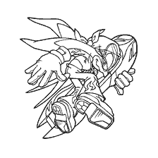 coloriage: Vague de Sonic X sur skateboard
