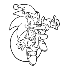 coloriage: Dessin Sonic dans le costume du Nouvel An