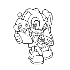 coloriage: Crème de sonique X tient Chao dans ses mains
