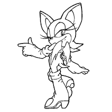 coloriage: Rouge est un personnage de la série animée Sonic X, une ligne de coloration