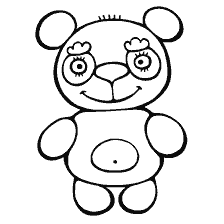 página para colorear: Colorear un oso con ojos grandes y una cara sonriente