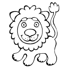 página para colorear: León para colorear, lindo y juguetón