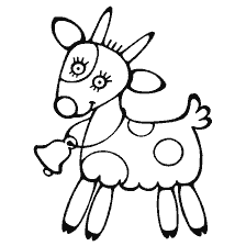 página para colorear: Colorear Goat con una campana y una expresión alegre