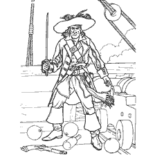 coloring page: Coloring of a pirate with a sword
