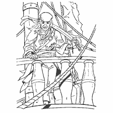 coloring page: Painting of a pirate on a ship