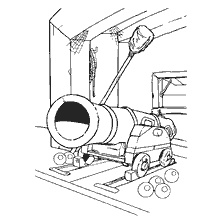 coloring page: Coloring of a pirate ship's gun