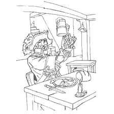 coloring page: Coloring picture with a pirate captain enjoying lunch
