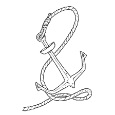 coloring page: An anchor with a rope to paint pirates