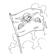 coloring page: The Jolly Roger with a Skull and Crossed Sabers