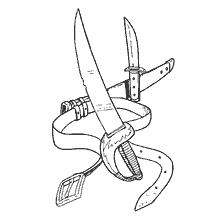 coloring page: Cut and saber on the belt