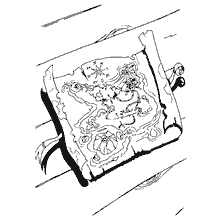 coloring page: Pirates coloring map with a direction to treasure