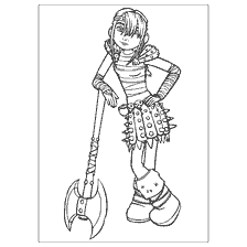 pagina da colorare: Astrid con un'arma del cartone animato Come formare un drago