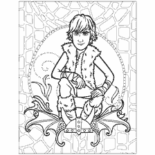 pagina da colorare: Hiccup siede su un drago