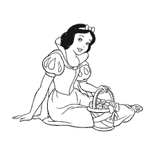 pagina da colorare: Disney colorazione: Biancaneve con un cesto di uova di Pasqua