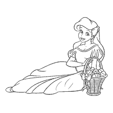 pagina da colorare: Ariel con un cesto di uova di Pasqua