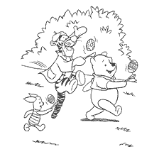 pagina da colorare: Tigger, Winnie the Pooh and Pig cerca uova di Pasqua
