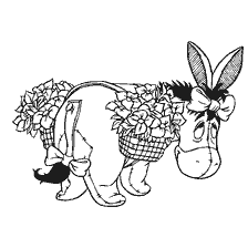 pagina da colorare: Colorare l'asino Ea con fiori e orecchie di coniglio
