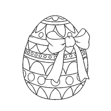 coloring page: Painting Easter egg with decorative pattern and bow