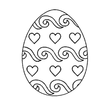 coloring page: Painting Easter Egg with Hearts and Waves