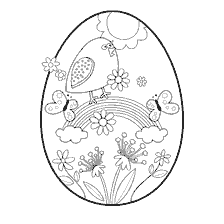 coloring page: Coloring with Easter eggs and bird