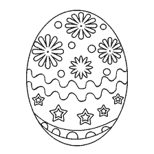 coloring page: Painting Easter egg with flowers and stars