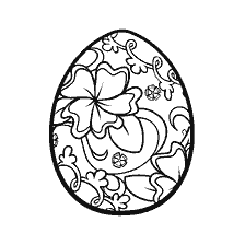 coloring page: Painting of an Easter egg with flowers and curls