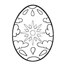 coloring page: Painting Easter Egg with Sun and Clouds