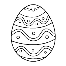 coloring page: Contour image of Easter egg coloring with wavy pattern and round elements