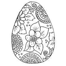 coloring page: Coloring painting depicting an Easter egg with flowers and patterns.