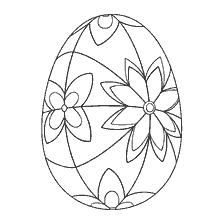 coloring page: Black and white Easter egg coloring with floral patterns