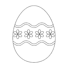 coloring page: Painting Easter egg with flowers and wavy pattern