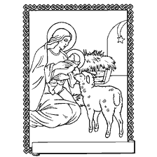 coloring page: Coloring the Nativity of Jesus Christ with the image of the Virgin Mary and the baby in the manger