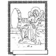 coloring page: Coloring on the theme of the Bright Resurrection of Christ with the image of an angel