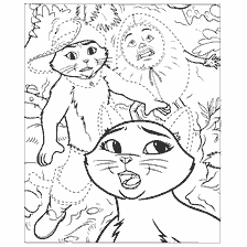 pagina da colorare: Gatto in stivali con eroi nelle nuvole