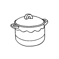 página para colorear: Imagen contorno de una sartén para colorear